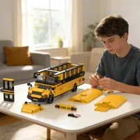 10002 2026 Nuevo MOC City Classic, Autobús Escolar Amarillo, Modelo de Ladrillos, Kit de Construcción, Adorno de Escritorio, Regalo Educativo, 788 Piezas, Juego de Bloques de Construcción