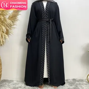 1838 # Super beliebte einfarbige mit Perlen Einfachheit Elegante muslimische islamische Dubai Eid Abaya