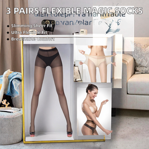 3 pares de medias mágicas indestructibles con costuras, transpirables, súper flexibles, sólidas, para invierno, para mujer (negras) - Product Image 2