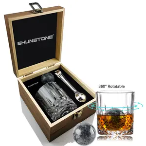 Bulat Berputar Bar Gelas Anggur Tumbler Cangkir Granit Wiski Batu Dingin Sublimasi Kristal Wiski Kaca Set