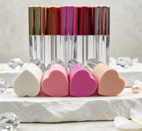 En stock, nouveau flacon vide en forme de cœur de 5 ml, grand applicateur, tubes transparents pour gloss à lèvres, emballage cosmétique, tubes pour gloss à lèvres