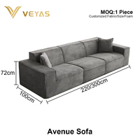 Sofá Seccional Inflable Comprimido de Estilo Italiano Moderno y Minimalista, Negro Cuadrado, Modular de 1 a 4 Plazas, Tapizado en Terciopelo