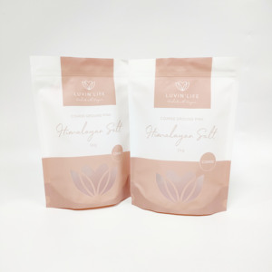 Bolsa de plástico con logotipo impreso personalizado, bolsa de plástico para sal marina, bolsa de pie de sal rosa del Himalaya con ventana transparente, 1KG - Product Image 1