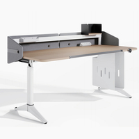 Bureau électrique de direction moderne et luxueux, convertible, réglable en hauteur, avec cadre en acier et plateau en mélamine, 3 niveaux, intelligent