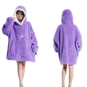 Meilleure vente : Robe de nuit d'hiver en velours pour femme, double face, confortable, à capuche motif dessin animé, manches longues, taille élastique, pour les soirées paresseuses devant la télévision - Product Image 4