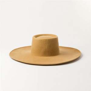 X1272 Sombreros Fedora de Lana Unisex, Ligeros, de Copa Plana, con Ala Ancha, Estilo Catwalk, Gorras de Fieltro con Borde Grande, Ajustables - Product Image 4