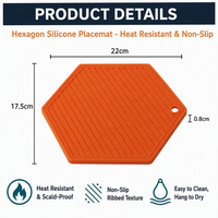 Set de table en silicone personnalisé avec logo, résistant à la chaleur, antidérapant, facile à nettoyer, séchage rapide, trou de suspension, pour cuisine et salle à manger, OEM ODM