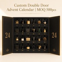 Boîte de calendrier de l'avent personnalisée pour bougies, 24 jours, carton rigide de luxe, écologique, doublure en éponge biodégradable, pelliculage mat, vide