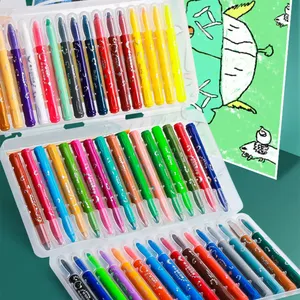 36 Pieces Non-toxic Water Soluble Smooth Writing Twistable Washable Coloring Crayons with 2 Markers