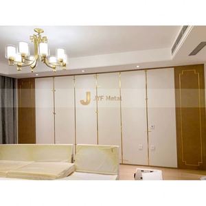 ANN4645 Modern Coated Stainless Steel Washable Multi-Functional Durable Art Theme <b>Decorative</b> Room Dividers Glass Gold <b>Screen</b> - Product Image 2