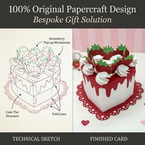 Original Design ZS-PC0076 3D Pop-up Strawberry Cake Greeting Card Handmade <b>Birthday</b> Cake Gift Box for Online Retailers - Product Image 5
