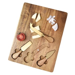 <span class=keywords><strong>Planche</strong></span> <span class=keywords><strong>à</strong></span> découper en bois d'acacia de style nouveau avec ensembles de couteaux <span class=keywords><strong>à</strong></span> fromage en or <span class=keywords><strong>planche</strong></span> de service au fromage <span class=keywords><strong>à</strong></span> <span class=keywords><strong>pain</strong></span> - Product Image 2