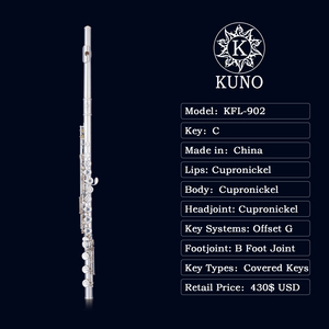 Flauta <span class=keywords><strong>KUNO</strong></span> KFL-902 C, 17 Llaves, Orificios Cerrados, Plateada, de Cobre Blanco - Product Image 3