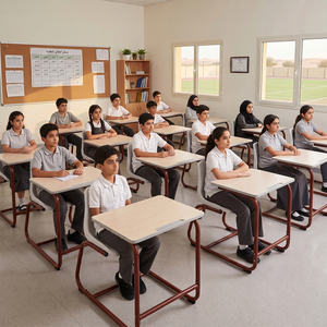 Aoyasi PP-109C Fixed Modern Single <b>Desk</b> and Chair Set With Metal+PP Material PP-109C Modern School <b>Desk</b> PP-109C - Product Image 2