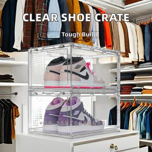 Nhà Máy Trực Tiếp Nhựa Sneaker Hộp Giày Thoáng Khí Container Có Thể Tháo Rời Đa-Mục Đích Hộ Gia Đình Tổ Chức Cho Tủ Quần Áo Lưu Trữ - Product Image 5