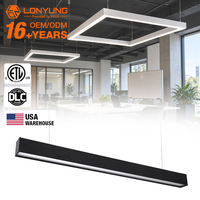 Suspension linéaire LED carrée Lonyung 4000K, éclairage direct et indirect haut/bas pour bureaux et bâtiments commerciaux