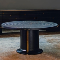 Table de salle à manger de style antique français, design italien de luxe, spirale galaxie, grain de bois noir, pour maison modèle et salon