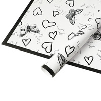 Kertas Pembungkus Bunga Motif Kupu-kupu Hati Tahan Air Mewah 57*57cm Lapisan Pelindung untuk Buket Kado 20 Lembar/Kantong