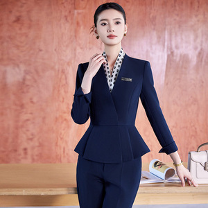 White Women's Suit Set Long Sleeve Short Skirt Office Lady Anti-Wrinkle Spring Polyester Formal Wear - Product Image 3