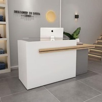 Comptoir de réception d'hôtel brillant YS-0911, blanc, moderne et luxueux, pour banque, studio de yoga et cinéma