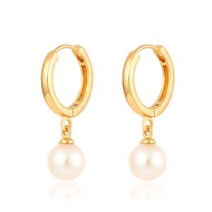 Boucles d'oreilles Huggie en argent 925 avec perles d'eau douce, design classique et moderne, bijoux de mode délicats de haute qualité - Product Image 1