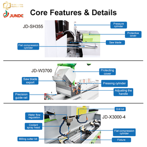JUNDE 5.9KW Industrial Saw 45° Double Saw Blade Linear <b>Guide</b> Aluminum Cutting Machine + CNC Double Head Saw Combo - Product Image 4