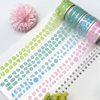 Cinta Adhesiva Decorativa Washi para Manualidades, Diario, Planificador, Álbum de Recortes, Desgarrable, Reutilizable, Adhesivo, Patrón Colorido, Suministros para Envolver Regalos