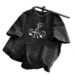 T-shirt surdimensionné en coton 100% respirant, imprimé numérique, effet délavé, grammage lourd - Product Image 1