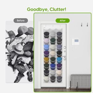Hat Organizer 27 Pockets Over The Door Clear Pockets For Baseball Caps Storage Hanging Closet Organizer - Product Image 6