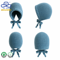 Bonnet en tricot épais bleu poussière, bord côtelé, sangle à nouer, casquette d'hiver certifiée OCS, fourniture OEM/ODM