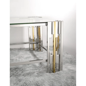 Mesa de centro moderna de acero inoxidable, mesa de centro de sala de estar, mesa de té cromada dorada y plateada para el hogar, muebles de Hotel - Product Image 4
