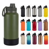 Gourde sport isotherme en acier inoxydable écologique à finition mate avec couvercle à verrouillage sécurisé pour adultes et cyclistes