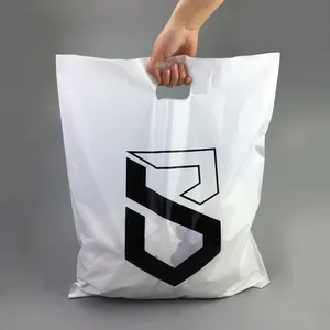 Ldpe Plastic Bag Custom Die Cut Printed Merchandise Punch Clear Plastic Shopper Ldpe Hdpe Handle Bag Merchandise Punch