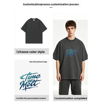 Kaos Oblong Lengan Pendek O-Neck Drop-shoulder Heavyweight Loose-fit Musim Panas Unisex Streetwear Grosir 320g Katun Murni Warna Solid
