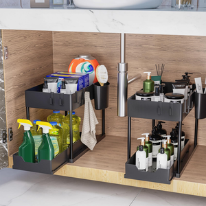 Home Countertop Organizers Double-Tier Drawer Under Sink Organizer Kitchen Cutlery Organizer Storage Rack - Product Image 4