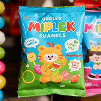 Logo multicolore personnalisé de différentes tailles sac de joint latéral arrière de qualité alimentaire avec fenêtre personnalisée pour sac de mylar de gomme à bulles de bonbons