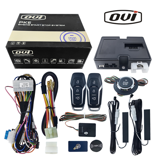 OVI Universal 12V Car Security Alarm System PKE Keyless Entry Push Start Function Compatible