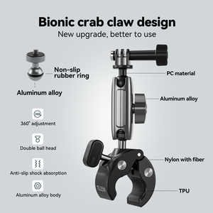 Support de pince d'accessoires universels pour caméra d'<span class=keywords><strong>action</strong></span> Telesin avec support à rotule avec filetage 1/4 pour Insta360 Ace & ace Pro - Product Image 3