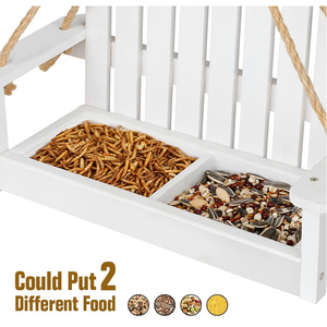 XJY-BF20211104 gỗ Hoang Dã chim trung chuyển Trắng Swing <span class=keywords><strong>Feeder</strong></span> cho chim và động vật nhỏ để lưu trữ thực phẩm bên ngoài - Product Image 4