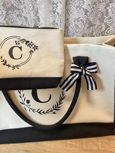 Custom Embroidered Cream White Cotton Canvas Beach Tote Bag with Thick Rope Handle Eco-Friendly Dot Pattern Logo - Product Image 2
