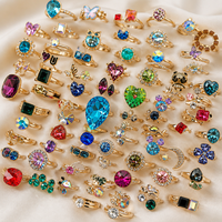 XUPING 120 Stück 14K18K Vergoldete Kupferlegierung Kristall-Ringset Zufällige Edelstein-Stile für Damen Hochzeitsschmuck Großhandel