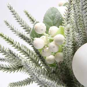 Mini sapin de Noël floqué UMIND avec boules blanches, baies et motif écossais, <span class=keywords><strong>pot</strong></span> de table d'hiver, décoration de maison de style campagnard - Product Image 3