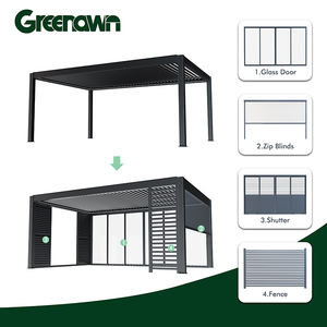 OEM 4x4 4x5 4x6 4x8 5x4 <span class=keywords><strong>6x3</strong></span> 6x4 Toit de pergola à lames orientables en aluminium imperméable à ouverture et fermeture électriques avec panneau à lames - Product Image 4