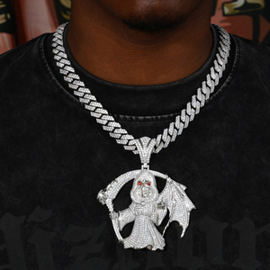 Colgante de Dios Muerto Alado <span class=keywords><strong>Arrogante</strong></span>, Estilo Punk Urbano, Joyería Masculina de Moda, Latón Chapado en Oro con Diamantes de Circonita Cúbica AAAAA, Iced Out - Product Image 2