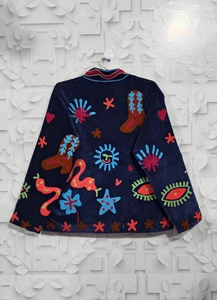 เสื้อแจ็คเก็ตสั้นผู้หญิงผ้ากำมะหยี่ปักมือสไตล์วินเทจ หนังแกะ สำหรับฤดูหนาว |   เสื้อโค้ทดีไซน์เนอร์ลำลอง ไม่มีกระดุม ผ้าฝ้ายออร์แกนิค 100% - Product Image 5