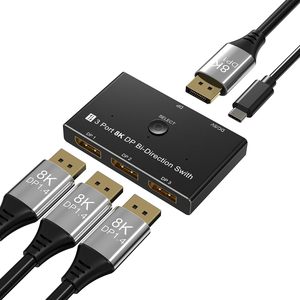 <span class=keywords><strong>DisplayPort</strong></span> 8K DP 1.4 Switch <span class=keywords><strong>3</strong></span> in 1 Out 1 in <span class=keywords><strong>3</strong></span> Out Bidirektion ale 8K @ 30Hz 4K @ 144Hz <span class=keywords><strong>Splitter</strong></span> Converter - Product Image 1