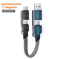 Cable de Carga Rápida Multifuncional EONLINE 4 en 1, 60W, 100W, 240W, con Llavero, PD de 27W para Android, TIPO-C 60W, QC 18W, Cable de Datos de Carga Rápida