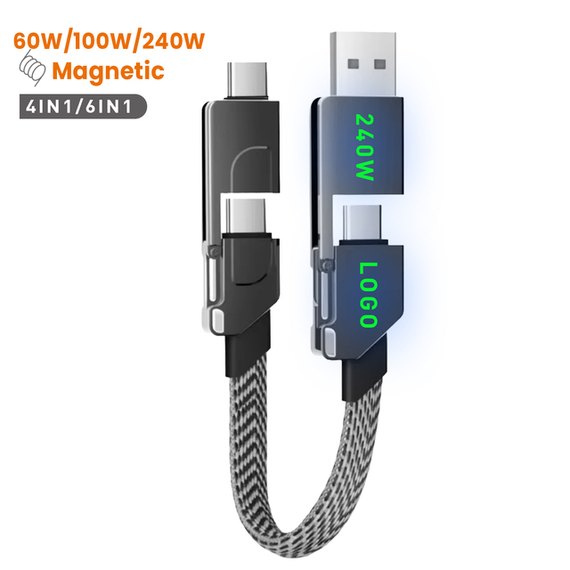 EONLINE 4 IN1 60W 100W 240W Multi Fast Charging Cable Keychain PD for 27W for Android TYPE-C 60W QC 18W Fast Charging Data Cable