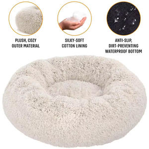 Fabrikant 'S Groothandel Luxe Pluche Huisdier <span class=keywords><strong>Bed</strong></span> Zacht Rond Kussen Voor Katten En Honden In Roze Grijs Wit - Product Image 6