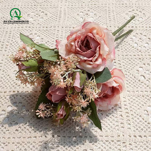 Ramo de flores rosas artificiales, ramo de <span class=keywords><strong>Flora</strong></span> de boda para novia, dama de honor, centros de mesa, arreglo Floral, decoración del hogar - Product Image 6